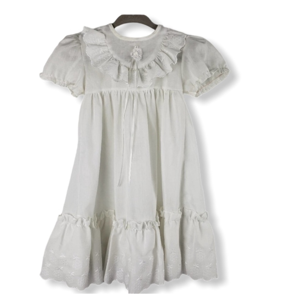 Alexis Vintage Infant Girls Dress White Eyelet Christening  6M 13-16 lbs